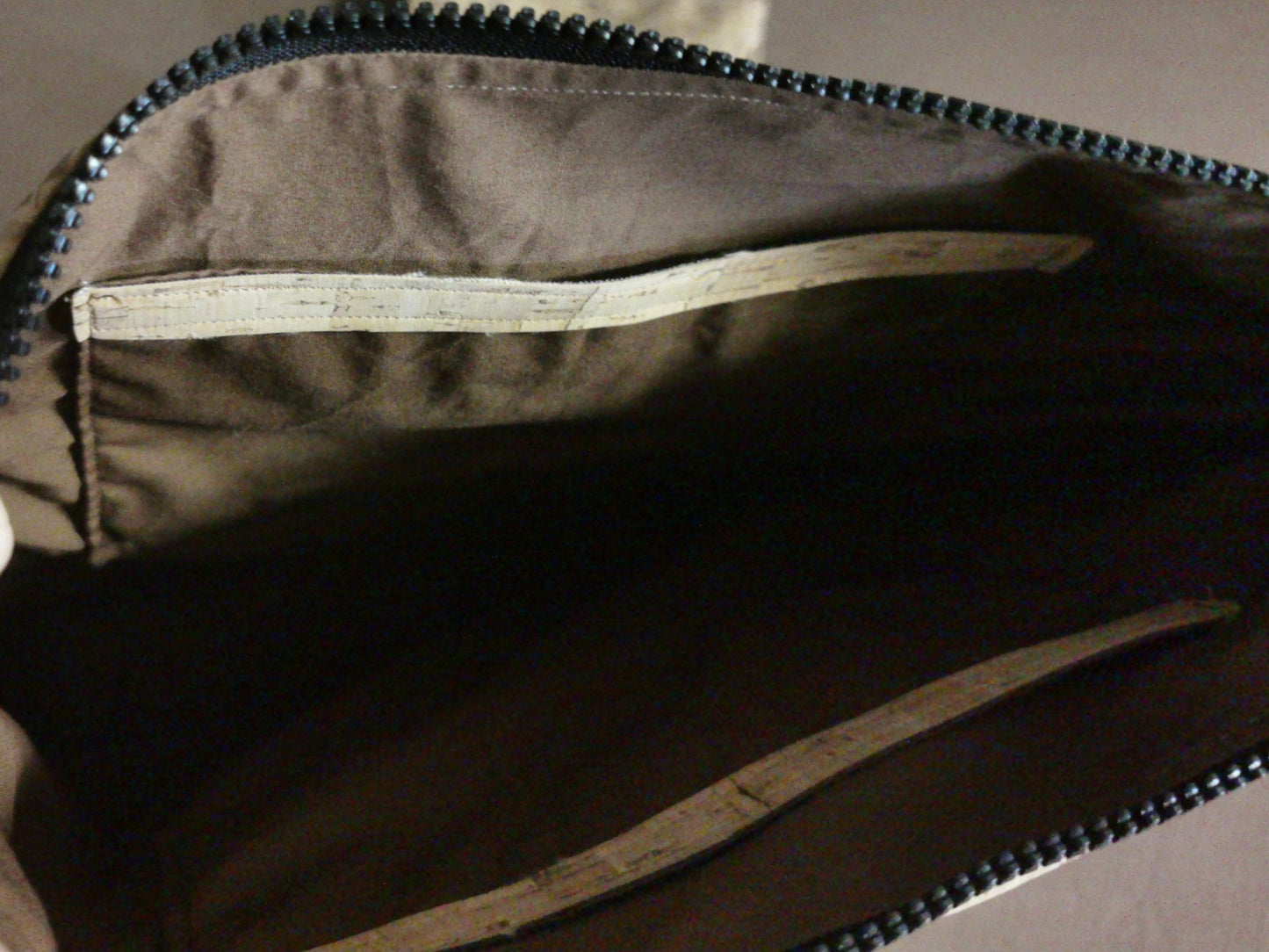 Sac cabas décor liège uni naturel et petites feuilles