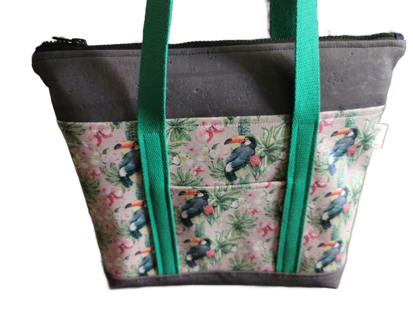 Sac cabas décor toucans et fleurs