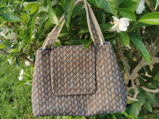 SAC forme triangle - Imprimé "corde tressée"